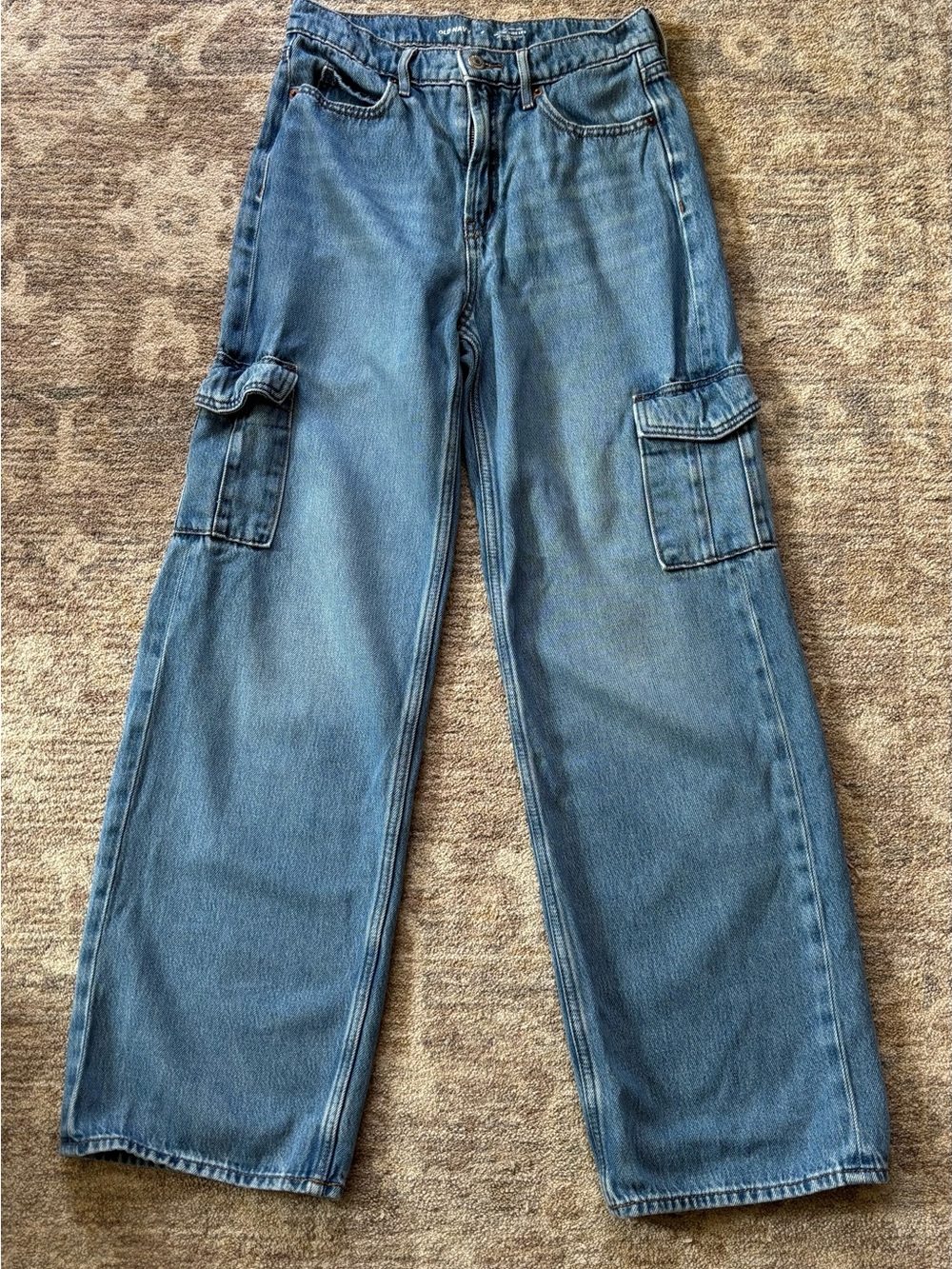 Old Navy Medium Blue Wide-Leg Cargo Jeans
